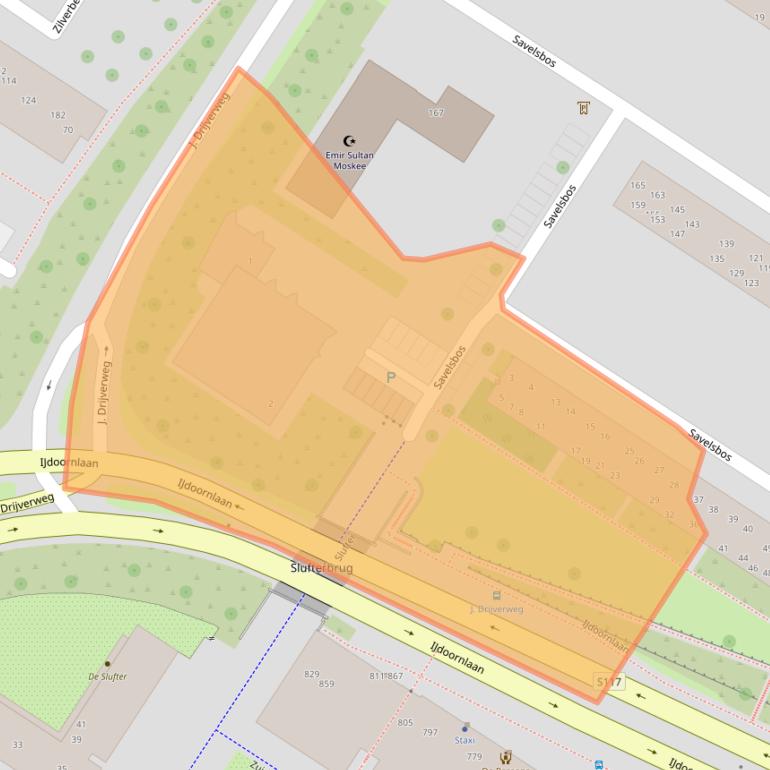 Kaart van postcodegebied 1025BE.