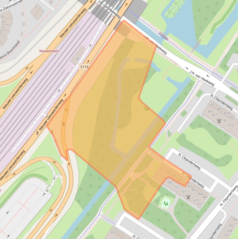 Kaart van postcodegebied 1025DZ.