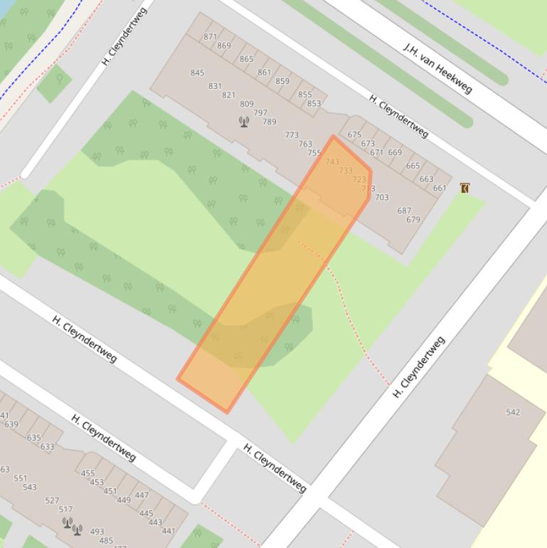 Kaart van postcodegebied 1025EB.