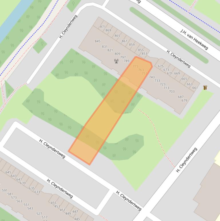 Kaart van postcodegebied 1025EC.