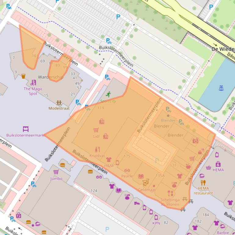 Kaart van postcodegebied 1025ET.