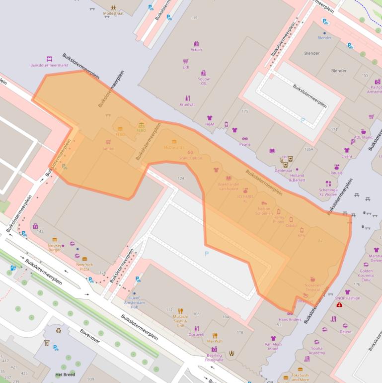 Kaart van postcodegebied 1025EW.