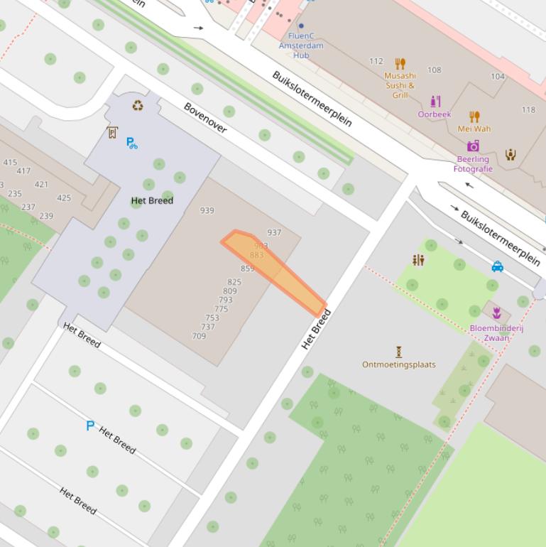 Kaart van postcodegebied 1025JE.