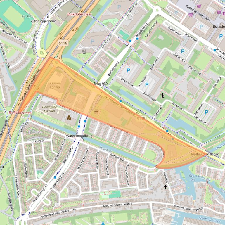 Kaart van postcodegebied 1025KN.