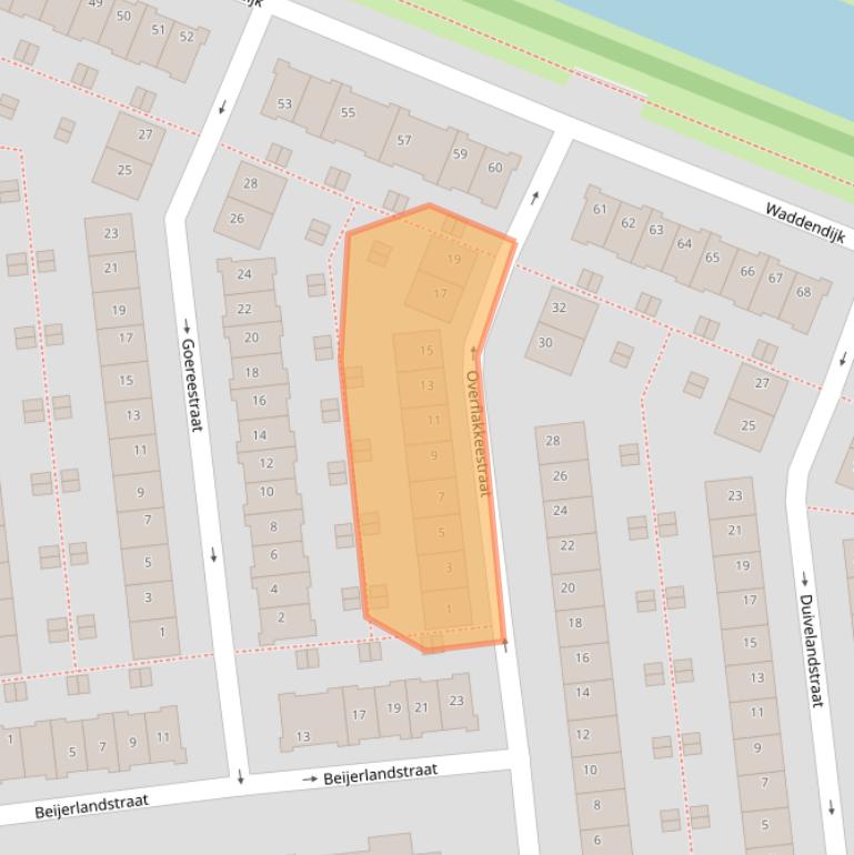 Kaart van postcodegebied 1025NE.