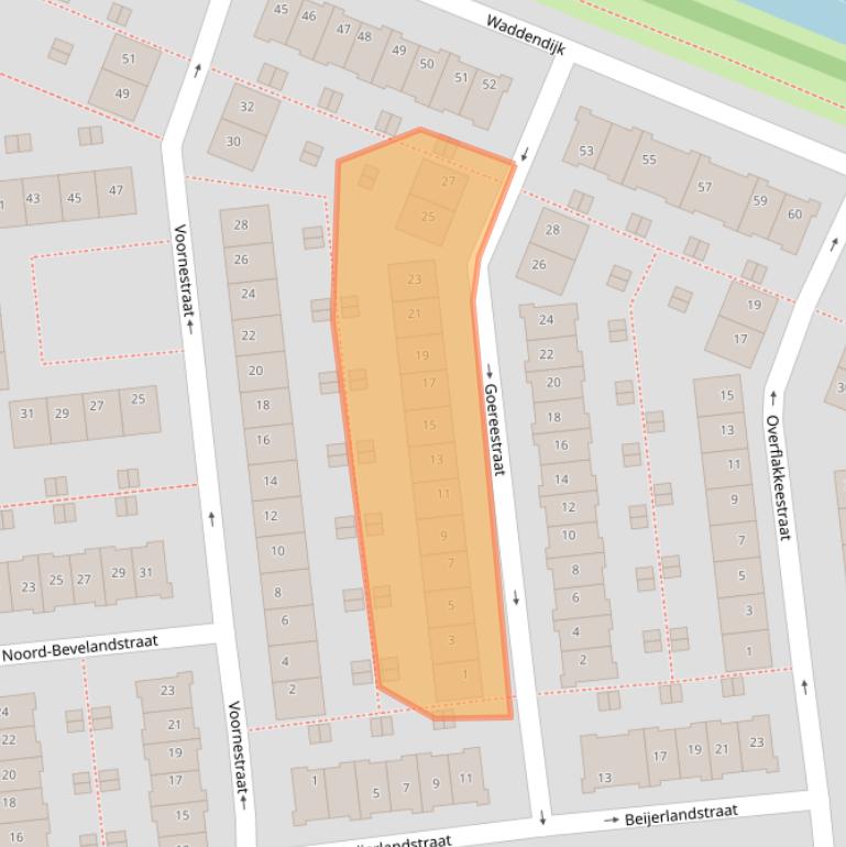 Kaart van postcodegebied 1025NH.
