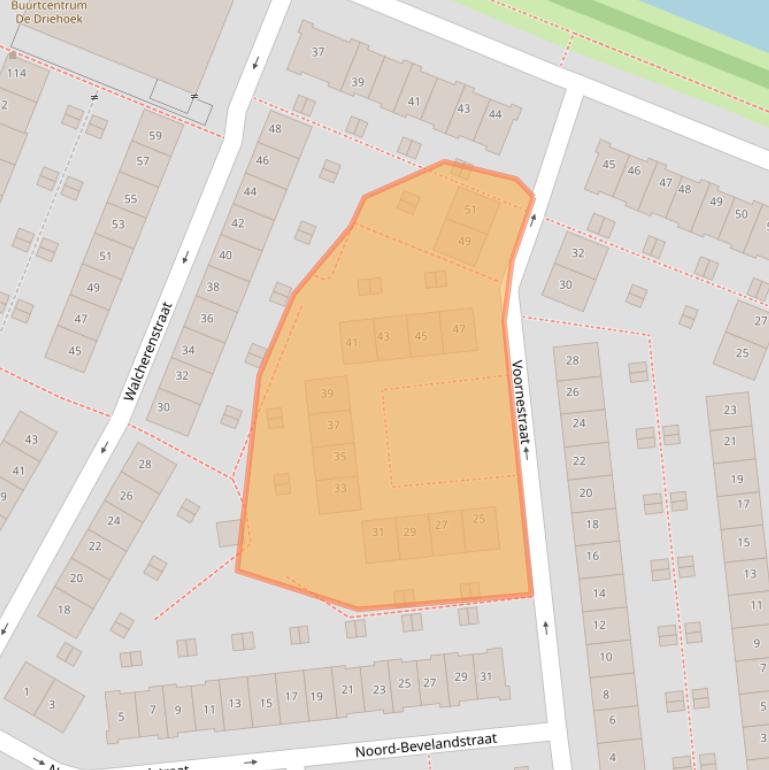 Kaart van postcodegebied 1025NL.