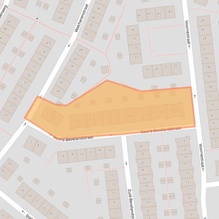 Kaart van postcodegebied 1025NP.