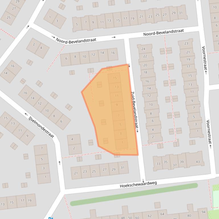 Kaart van postcodegebied 1025NS.