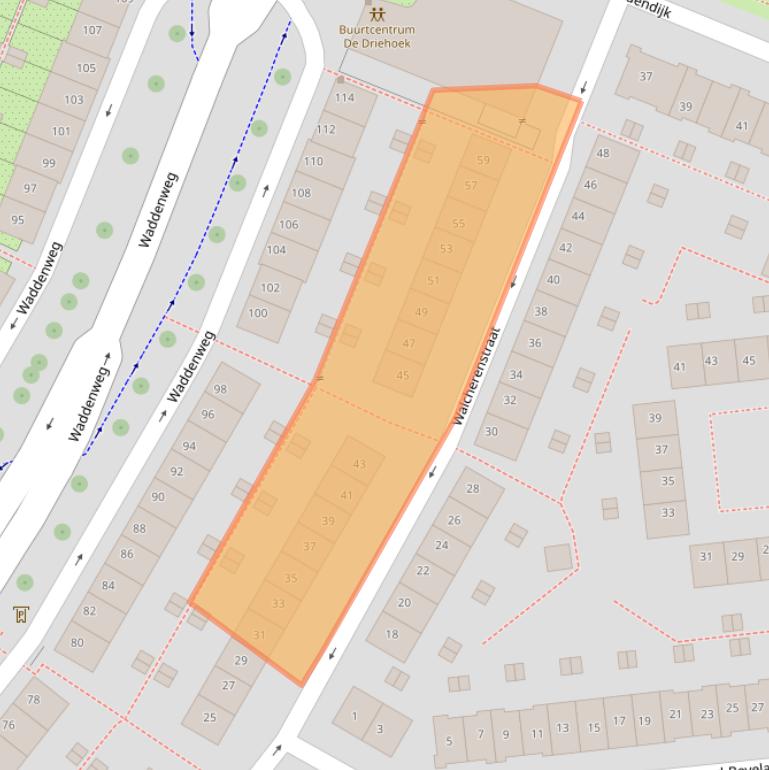 Kaart van postcodegebied 1025PM.