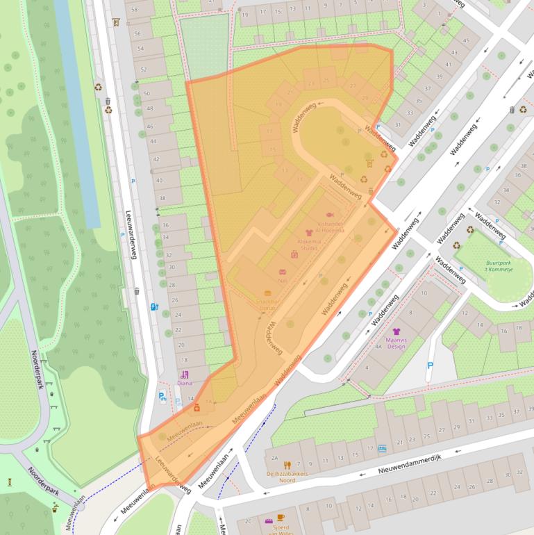 Kaart van postcodegebied 1025PR.