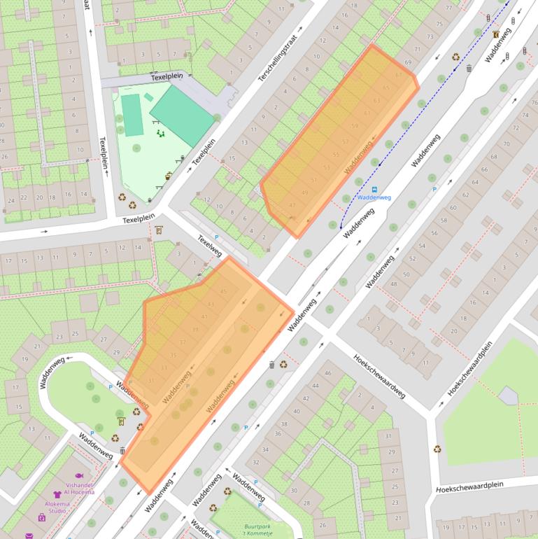 Kaart van postcodegebied 1025PS.