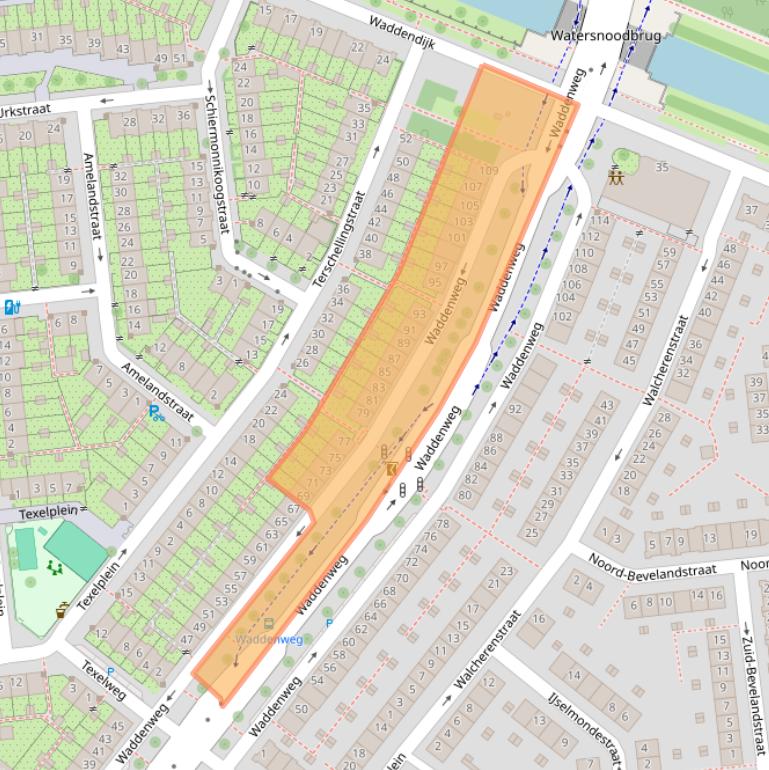Kaart van postcodegebied 1025PT.