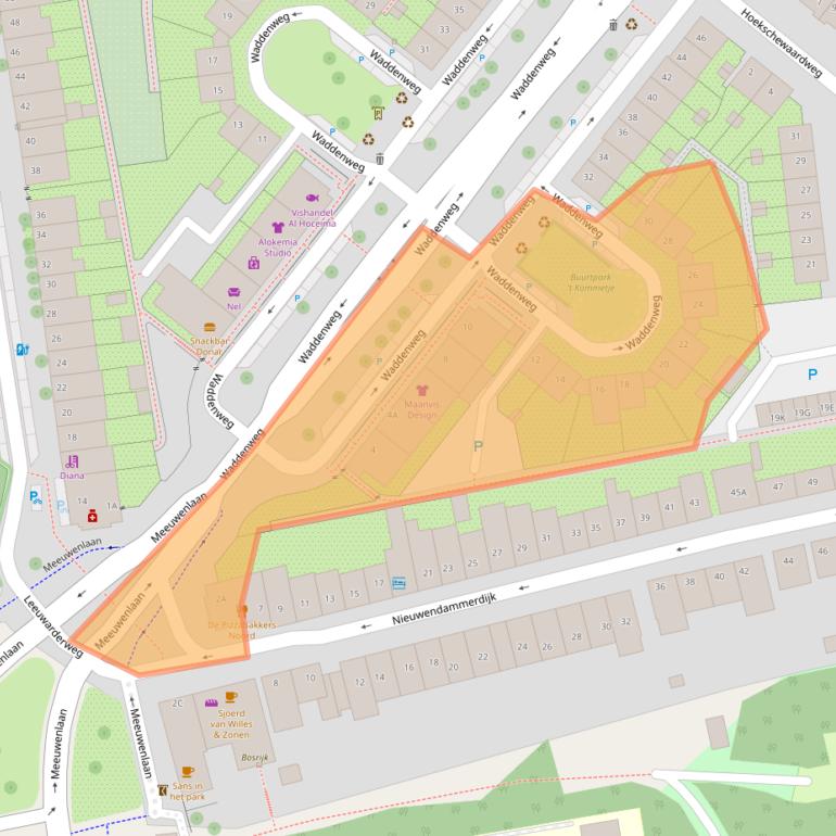 Kaart van postcodegebied 1025PV.