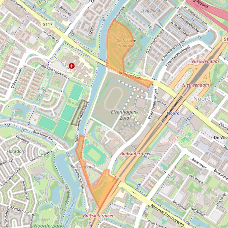 Kaart van postcodegebied 1025WH.