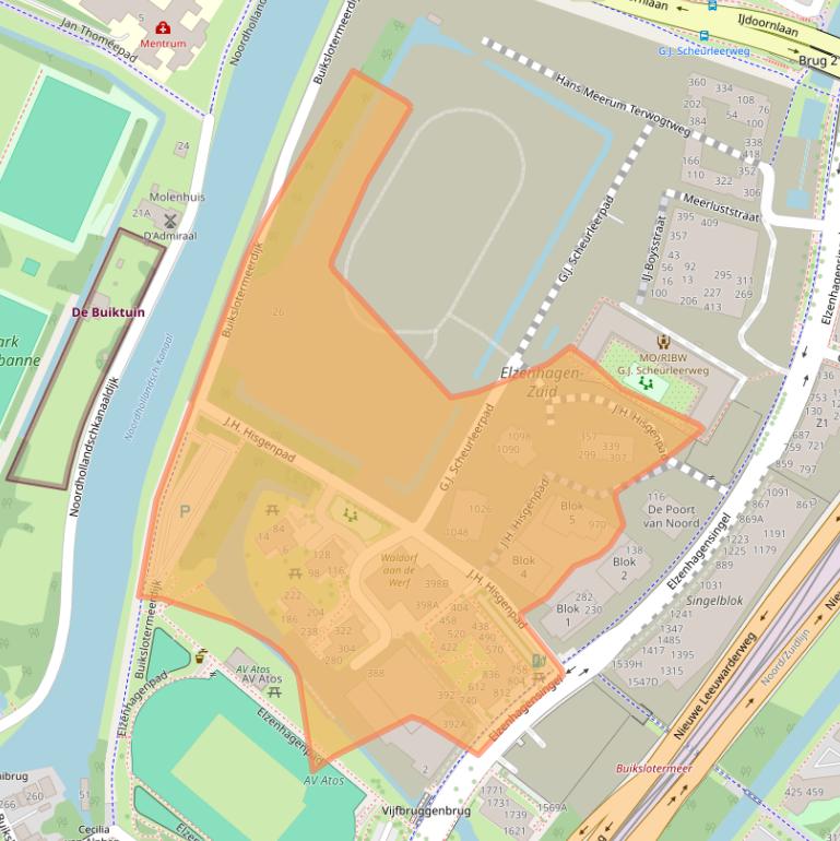 Kaart van postcodegebied 1025WK.