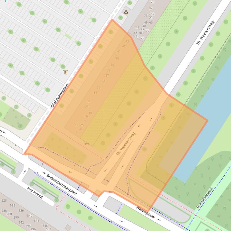 Kaart van postcodegebied 1025WS.