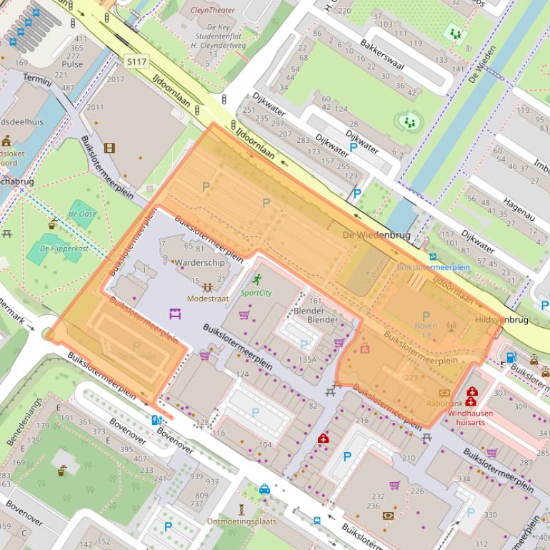 Kaart van postcodegebied 1025XB.
