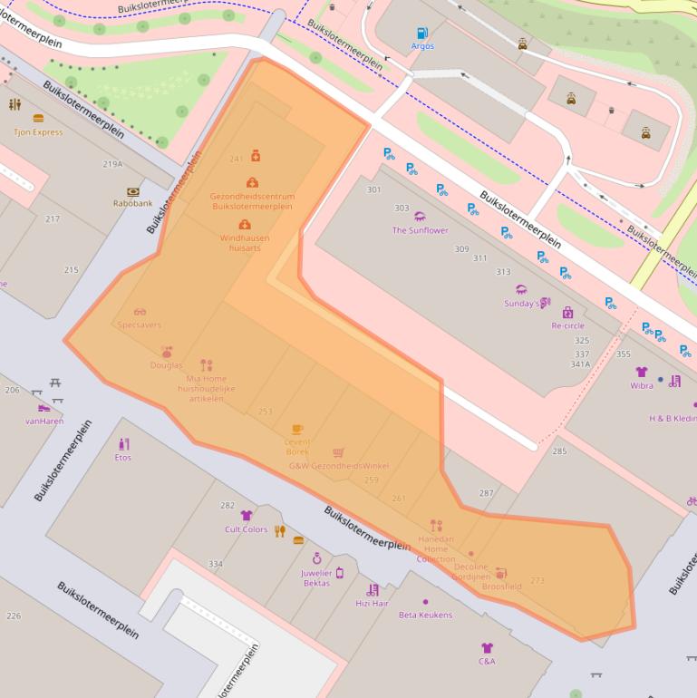 Kaart van postcodegebied 1025XC.