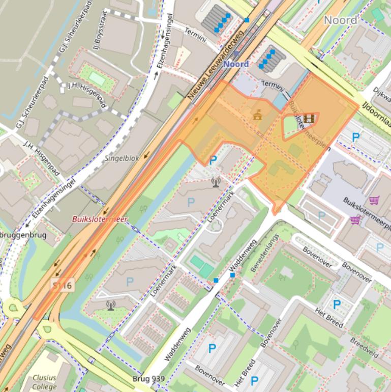 Kaart van postcodegebied 1025XL.