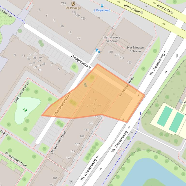 Kaart van postcodegebied 1025XN.