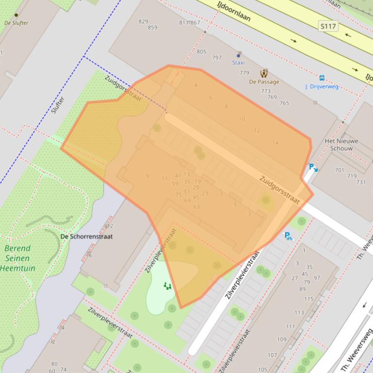 Kaart van postcodegebied 1025XR.