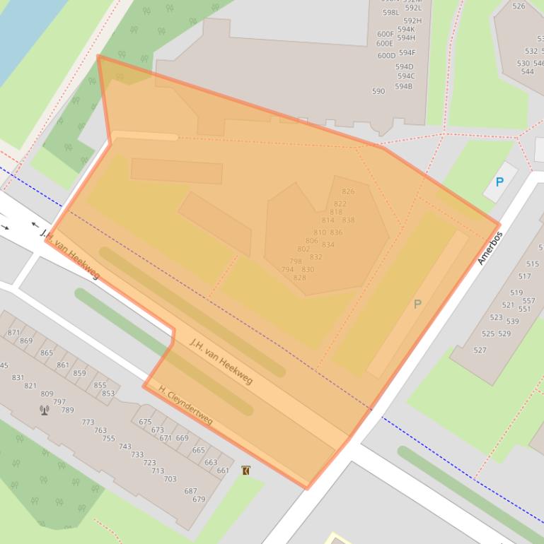 Kaart van postcodegebied 1025XV.