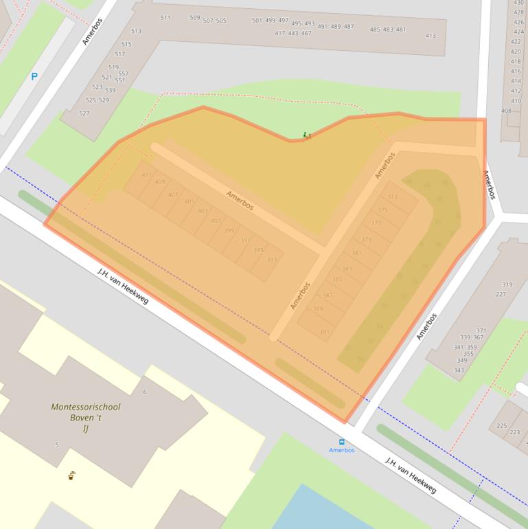 Kaart van postcodegebied 1025ZH.