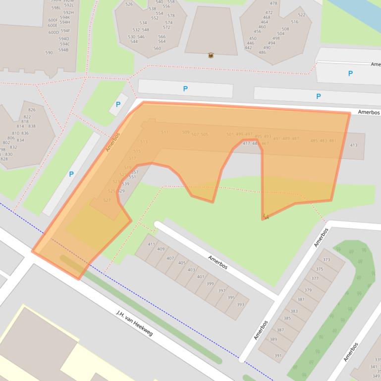 Kaart van postcodegebied 1025ZK.