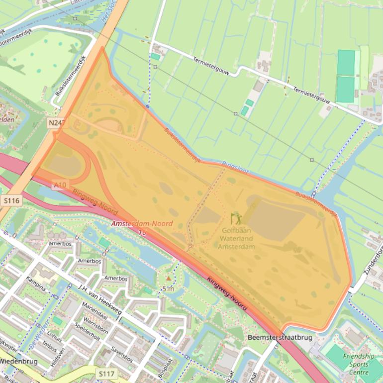 Kaart van postcodegebied 1027AC.