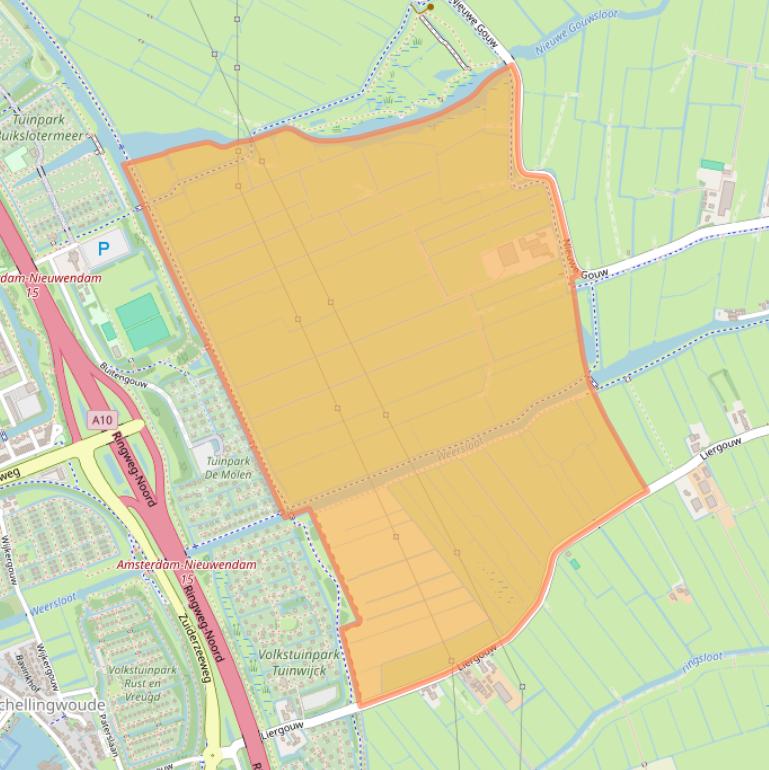 Kaart van postcodegebied 1027AX.