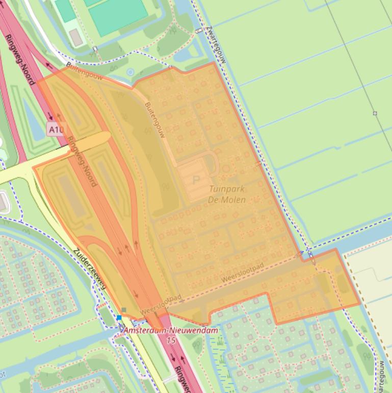 Kaart van postcodegebied 1027EE.