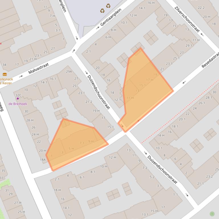 Kaart van postcodegebied 1031BH.