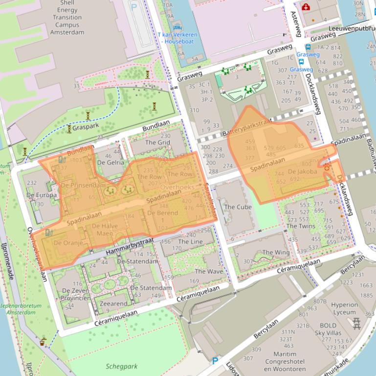 Kaart van postcodegebied 1031KB.