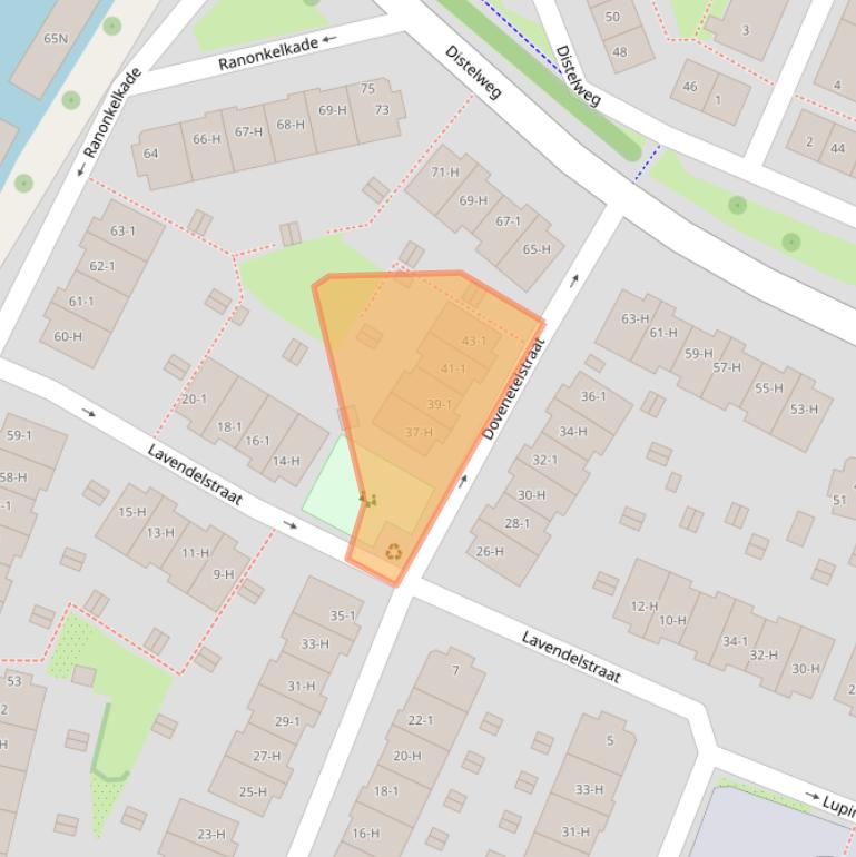 Kaart van postcodegebied 1031VW.