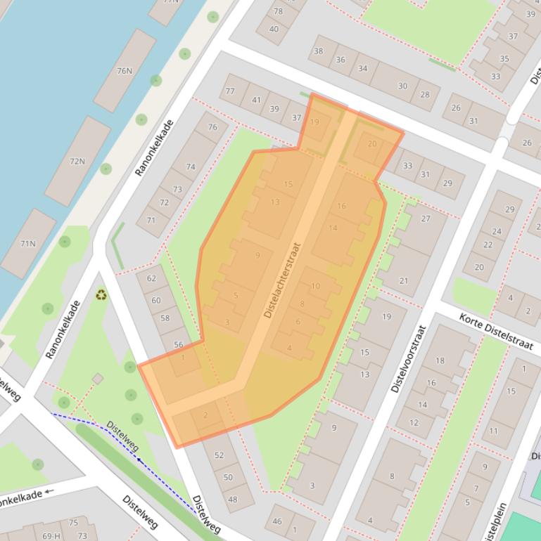 Kaart van postcodegebied 1031XA.