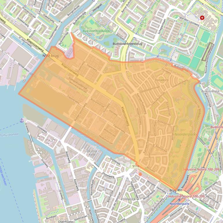 Kaart van postcodegebied 1032.