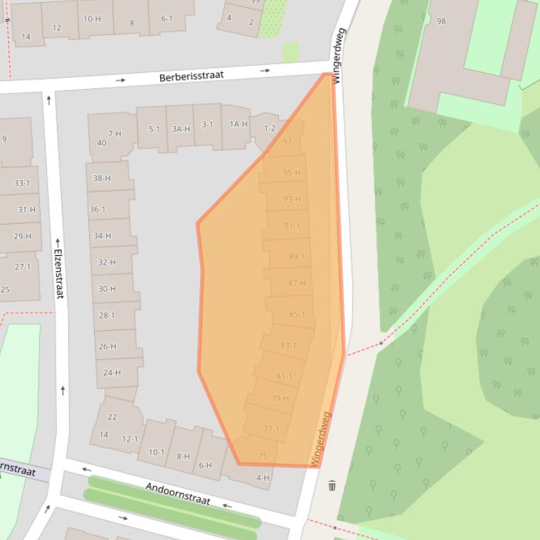 Kaart van postcodegebied 1032AB.