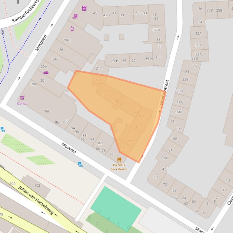 Kaart van postcodegebied 1032CR.