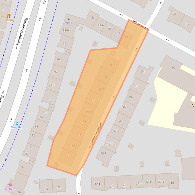 Kaart van postcodegebied 1032CT.