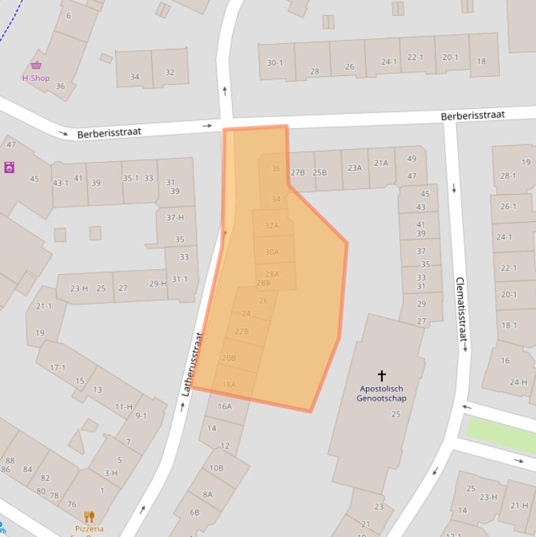 Kaart van postcodegebied 1032EB.