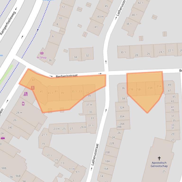 Kaart van postcodegebied 1032EK.