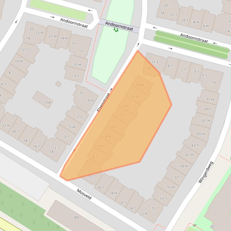 Kaart van postcodegebied 1032ER.