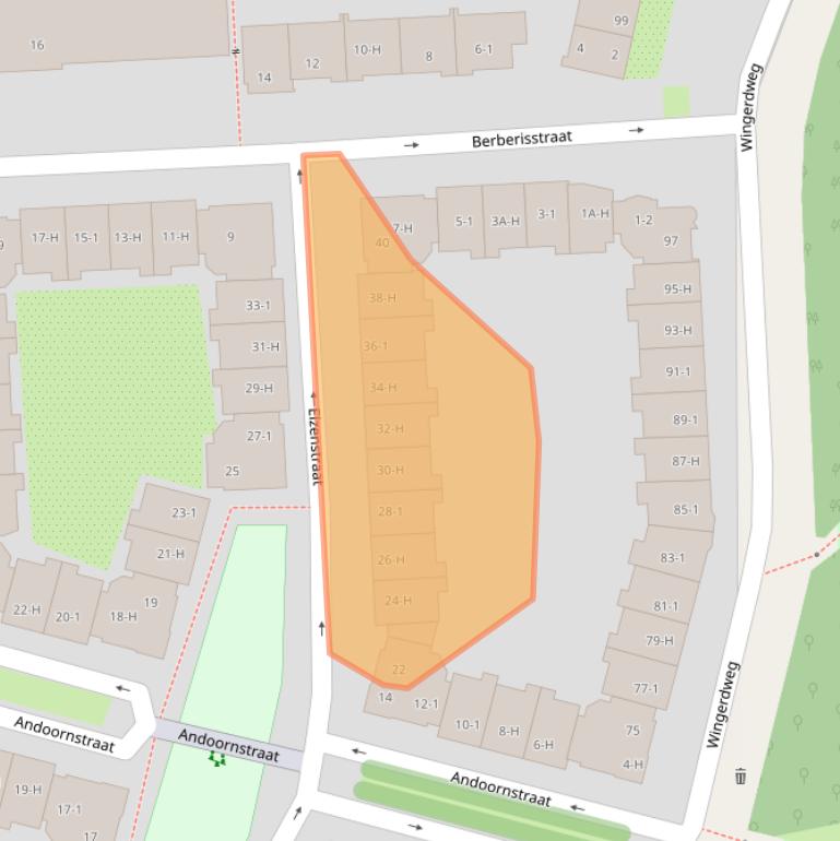 Kaart van postcodegebied 1032ES.
