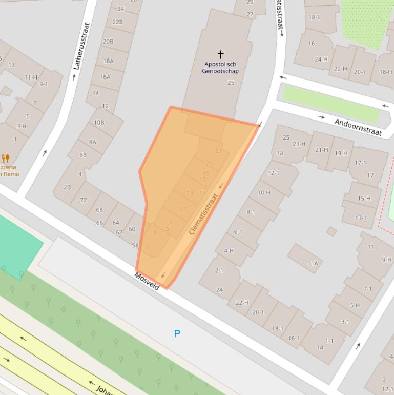 Kaart van postcodegebied 1032GA.