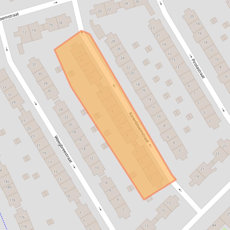 Kaart van postcodegebied 1032GS.