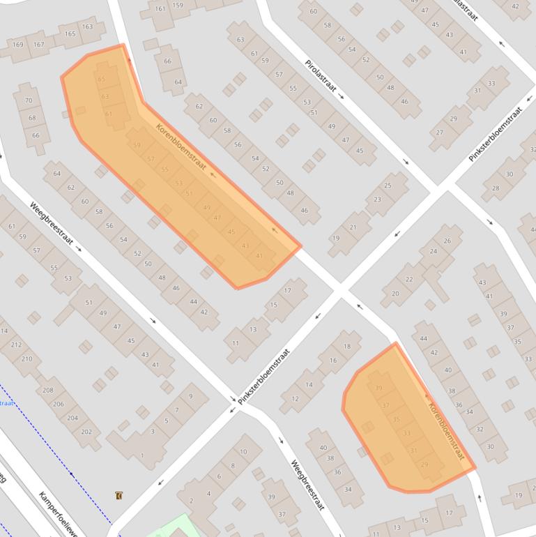 Kaart van postcodegebied 1032GT.