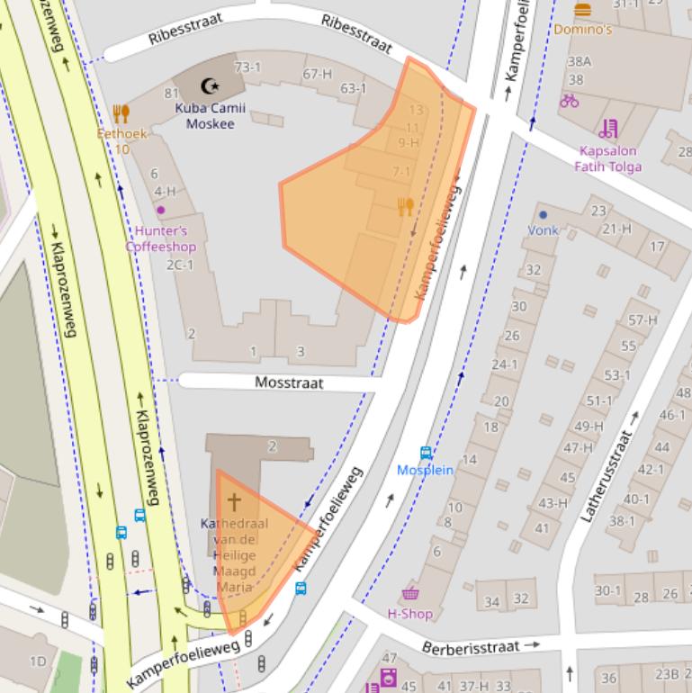 Kaart van postcodegebied 1032HD.