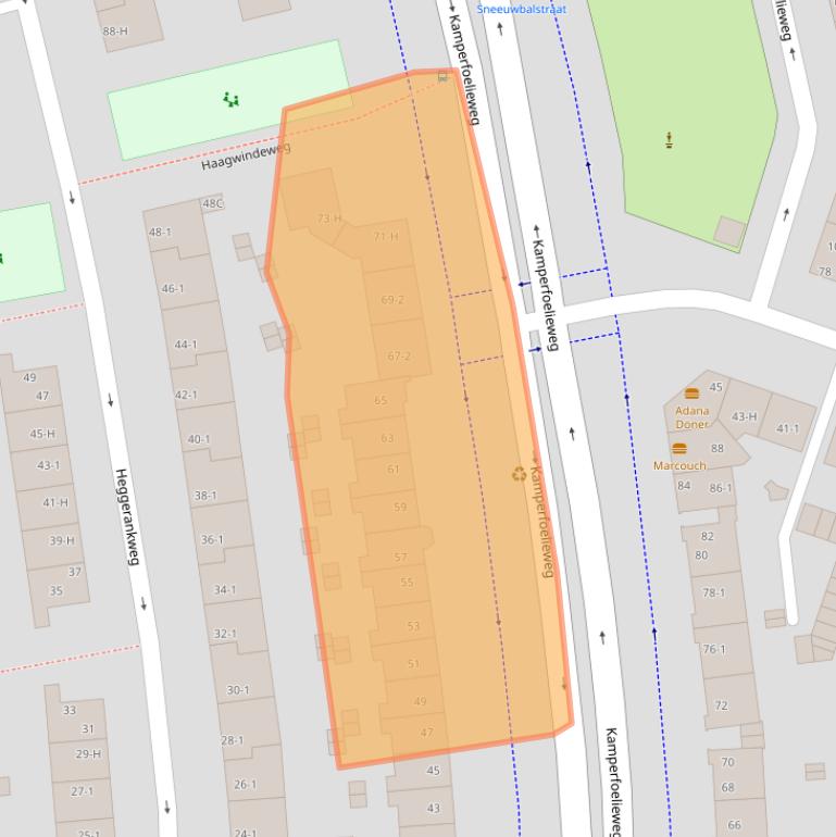 Kaart van postcodegebied 1032HG.