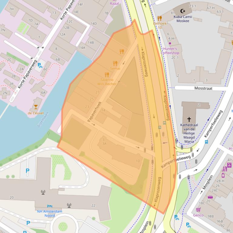 Kaart van postcodegebied 1032JZ.